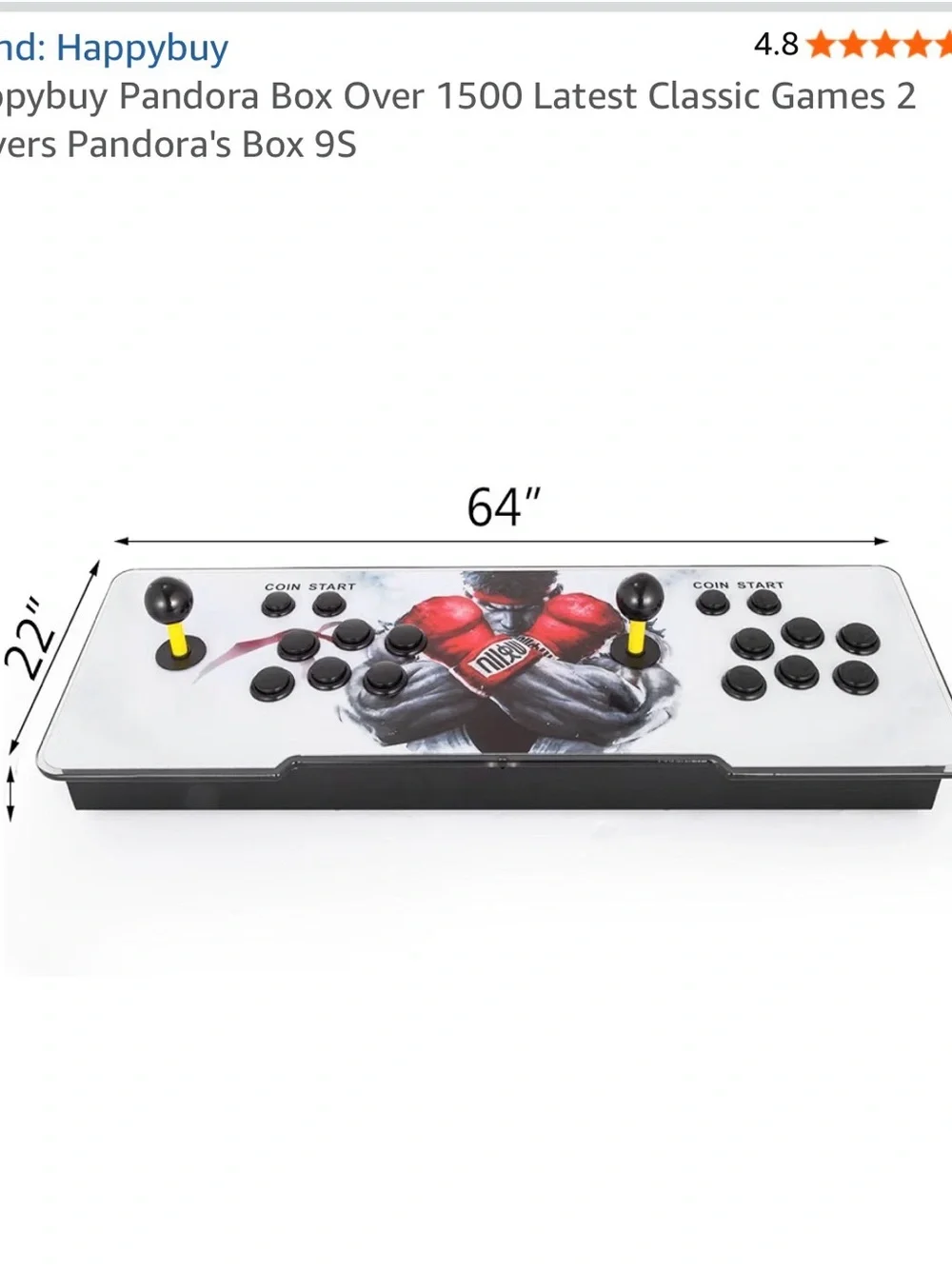 White Pandora's Box 9S Arcade Console with Dual Joysticks